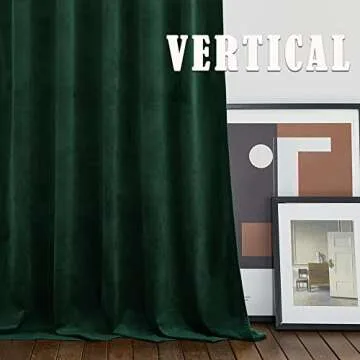 RYB HOME Velvet Curtains & Drapes 96 inches Long- Half Blackout Soft Window Curtains Thermal Insulating for Bedroom Living Room Dining Sliding Glass Door, Hunter Green, 52" Width x 96" Length, 1 Pair
