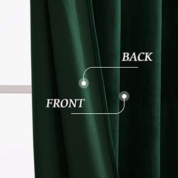 RYB HOME Velvet Curtains & Drapes 96 inches Long- Half Blackout Soft Window Curtains Thermal Insulating for Bedroom Living Room Dining Sliding Glass Door, Hunter Green, 52" Width x 96" Length, 1 Pair