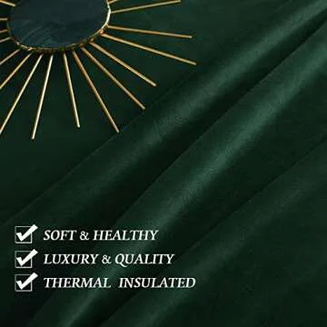 RYB HOME Velvet Curtains & Drapes 96 inches Long- Half Blackout Soft Window Curtains Thermal Insulating for Bedroom Living Room Dining Sliding Glass Door, Hunter Green, 52" Width x 96" Length, 1 Pair