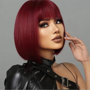 Stylish Red Bob Wig - Comfortable, Heat-Resistant Synthetic Hair