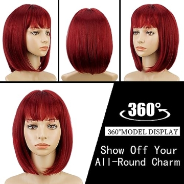 Fashionable Red Bob Wig Comfortable Stylish Synthetic Hair