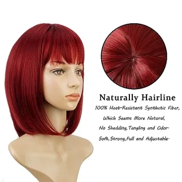 Fashionable Red Bob Wig Comfortable Stylish Synthetic Hair