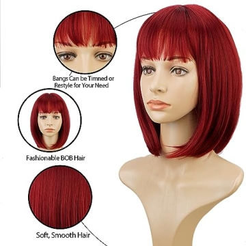 Fashionable Red Bob Wig Comfortable Stylish Synthetic Hair