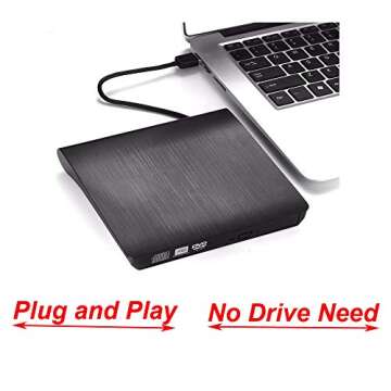 Xglysmyc USB 3.0 External CD/DVD Drive,Ultra-Thin Touch Portable High-Speed Data Transfer CD/DVD-RW ...