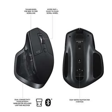 Logitech MX Master 2S Wireless Mouse with Flow Cross-Computer Control and File Sharing for PC and Mac, Graphite