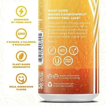 Yerbaé Energy Beverage - Variety Flex Pack, 0 Sugar, 0 Calories, 0 Carbs. Yerbae is Energized by Yerba Mate, Plant-Based, Healthy Alternative to Sugary Energy Drinks, 16oz cans (12 Pack)