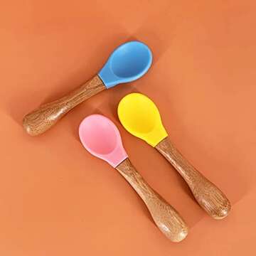 Bamboo Baby Spoons Set for Self Feeding - 3 Pack