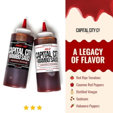 Capital City Mambo Sauce Sweet Hot & Mild Variety Pack, Washington DC Wing Sauces, Perfect Condiment for Wings Chicken Pork Beef Seafood Burgers Rice or Noodles, 12oz (2 Pack)