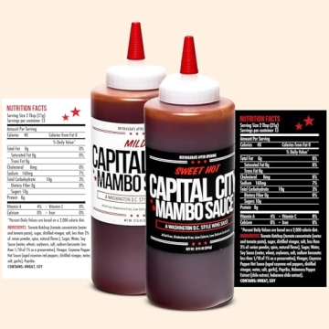 Capital City Mambo Sauce Sweet Hot & Mild Variety Pack, Washington DC Wing Sauces, Perfect Condiment for Wings Chicken Pork Beef Seafood Burgers Rice or Noodles, 12oz (2 Pack)