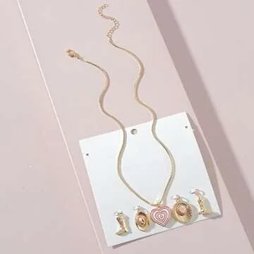 MOEPAPA Cowgirl Boot Hat Necklace Western Jewelry for Women Cowboy Gold Plated Heart Necklace Gifts for Women