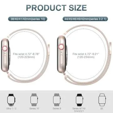 OULUOQI Stainless Steel Mesh Loop Compatible with Apple Watch Band 38mm 40mm 41mm 42mm 44mm 45mm 46m...