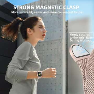 OULUOQI Stainless Steel Mesh Loop Compatible with Apple Watch Band 38mm 40mm 41mm 42mm 44mm 45mm 46mm 49mm Women Men, Magnetic Clasp Replacement Strap for iwatch Series Ultra SE 10 9 8 7 6 5 4 3 2 1