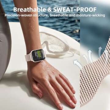 OULUOQI Stainless Steel Mesh Loop Compatible with Apple Watch Band 38mm 40mm 41mm 42mm 44mm 45mm 46mm 49mm Women Men, Magnetic Clasp Replacement Strap for iwatch Series Ultra SE 10 9 8 7 6 5 4 3 2 1