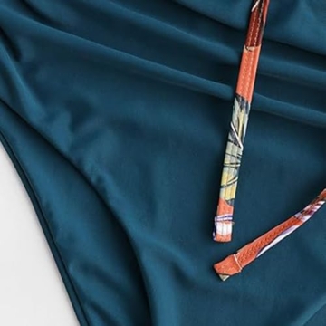 ZAFUL Floral Crisscross High Waisted Bikini Set Peacock Blue