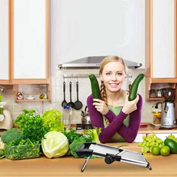 Adjustable Mandoline Slicer Manual Stainless Steel Blade Vegetable Potato Onion Tomato Slicer Food K...