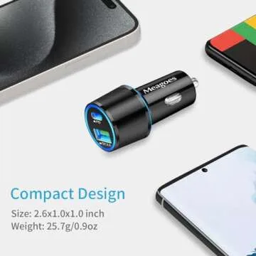 Meagoes USB C Car Charger, 48W 2-Port Fast Charging Adapter with PD&QC3.0 Compatible for iPhone 16/15 Pro Max/Samsung Galaxy S25/S24/S23/S22/S21/S20 Plus/Ultra/Note 20/10, iPad Pro -3.3ft Type C Cord