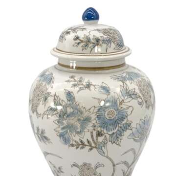 Classic Chinoiserie Jar - Elegant 12" Decor with Lid