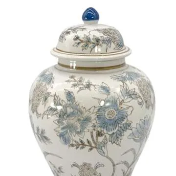 Classic Chinoiserie Jar - Elegant 12" Decor with Lid