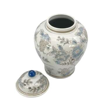 Classic Chinoiserie Jar - Elegant 12" Decor with Lid