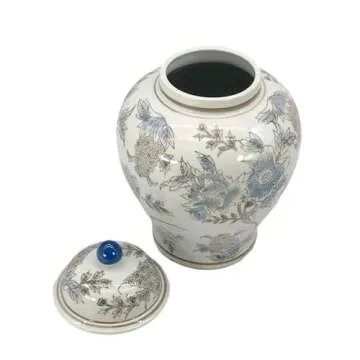 Classic Chinoiserie Jar - Elegant 12" Decor with Lid