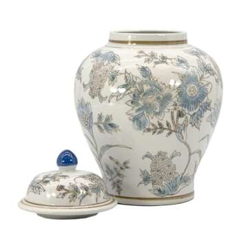 Classic Chinoiserie Jar - Elegant 12" Decor with Lid