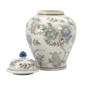 Classic Chinoiserie Jar - Elegant 12" Decor with Lid