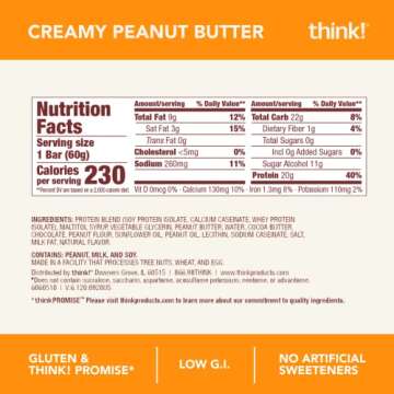 Protein Bars, High Protein Snacks, Gluten Free, Sugar Free Energy Bar with Whey Protein Isolate, Peanut Butter Lover's Variety Pack, Nutrition Bars without Artificial Sweeteners, 2.1 Oz (12 Count)