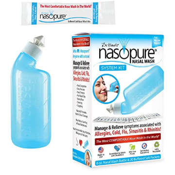 Nasopure Nasal Wash, System Kit, “The Nicer Neti Pot” Sinus Wash Kit, Comfortable Nasal Rinse 8 ...