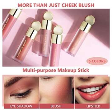 PASNOWFU Liquid Cream Blush Makeup, Matte Soft Velvet Texture Liquid Blush for Cheeks, Lightweight, Long-lasting, Waterproof, Dewy Finish Cheek Tint Blush to Create Natural-looking Flush, Peach Pink