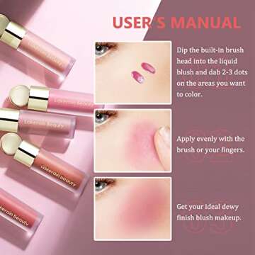 PASNOWFU Liquid Cream Blush Makeup, Matte Soft Velvet Texture Liquid Blush for Cheeks, Lightweight, Long-lasting, Waterproof, Dewy Finish Cheek Tint Blush to Create Natural-looking Flush, Peach Pink