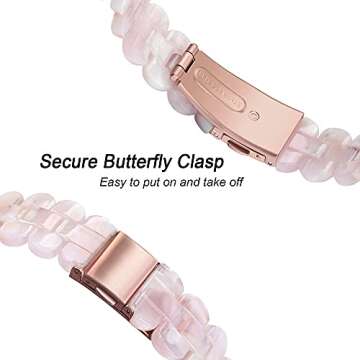 Secbolt Band Compatible with Apple Watch Band 38mm 40mm 41mm 42mm Women, Slim Resin Bracelet for iWatch Series 10/9/SE/8/7/6/5/4/3/2/1, Pinkish White