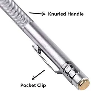 IMT Tungsten Carbide Tip Scriber 2 Pack, Hand Drill Aluminium Etching Engraving Pen with Clip and Magnet for Glass/Ceramics/Metal Sheet, Extra 2 Replacement Marking Tip