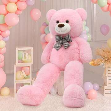 MorisMos Giant Teddy Bear Stuffed Animals Pink Plush Toy for Girlfriend, Big Teddy Bear 4ft Gifts fo...