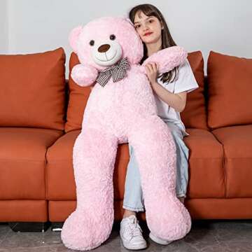 MorisMos Giant Teddy Bear Stuffed Animals Pink Plush Toy for Girlfriend, Big Teddy Bear 4ft Gifts for Kids, 47inch