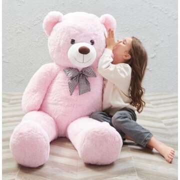 MorisMos Giant Teddy Bear Stuffed Animals Pink Plush Toy for Girlfriend, Big Teddy Bear 4ft Gifts for Kids, 47inch