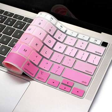 ProElife Ultra Thin Silicone Keyboard Cover Skin for MacBook Air 13 Inch 2021 2020 with Touch ID (MODLE A2179 and A2337 Apple M1 Chip, US Layout) Keyboard Protector (Ombre Pink)