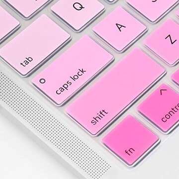 ProElife Ultra Thin Silicone Keyboard Cover Skin for MacBook Air 13 Inch 2021 2020 with Touch ID (MODLE A2179 and A2337 Apple M1 Chip, US Layout) Keyboard Protector (Ombre Pink)