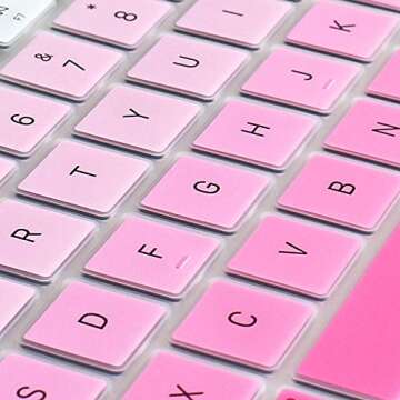 ProElife Ultra Thin Silicone Keyboard Cover Skin for MacBook Air 13 Inch 2021 2020 with Touch ID (MODLE A2179 and A2337 Apple M1 Chip, US Layout) Keyboard Protector (Ombre Pink)