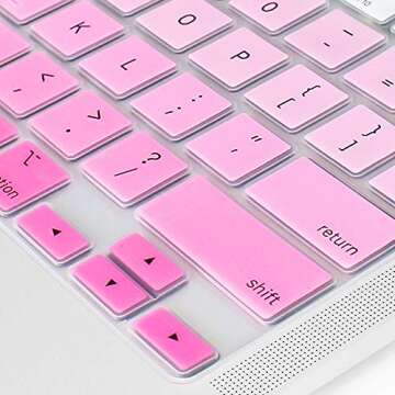 ProElife Ultra Thin Silicone Keyboard Cover Skin for MacBook Air 13 Inch 2021 2020 with Touch ID (MODLE A2179 and A2337 Apple M1 Chip, US Layout) Keyboard Protector (Ombre Pink)