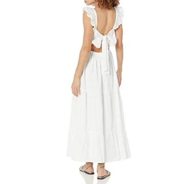 Elegant Tulsi Ruffle Sleeve Eyelet Maxi Dress