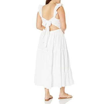 Elegant Tulsi Ruffle Sleeve Eyelet Maxi Dress