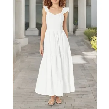 Elegant Tulsi Ruffle Sleeve Eyelet Maxi Dress