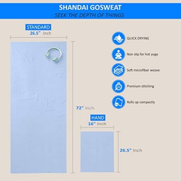 Shandali Super Absorbent Hot Yoga Towel, Placid Blue