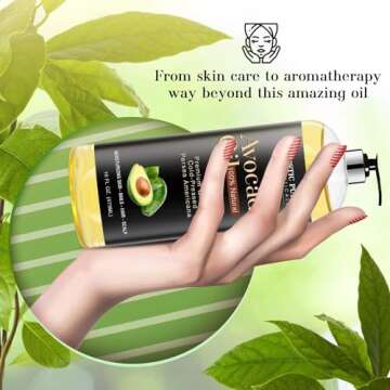 MAJESTIC PURE Avocado Oil - 100% Pure and Natural, Cold-Pressed, for Skin Care, Massage, Hair Care, and Carrier Oil to Dilute Essential Oils, 16 fl oz