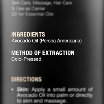 MAJESTIC PURE Avocado Oil - 100% Pure and Natural, Cold-Pressed, for Skin Care, Massage, Hair Care, and Carrier Oil to Dilute Essential Oils, 16 fl oz