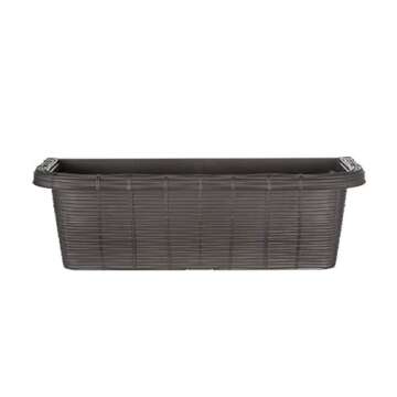 Apollo Exports International AP-30311 24" Adjustable Railing Planter, Ratan Look, Grey, Rectangular ...