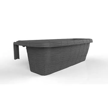 Apollo Exports International AP-30311 24" Adjustable Railing Planter, Ratan Look, Grey, Rectangular Shape