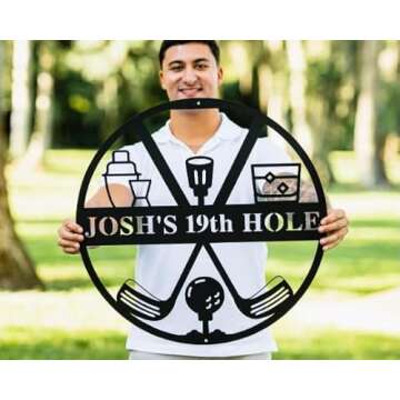 19th Hole Metal Sign, Golf Gifts for Men, Personalized Golf Sign, Golf Mancave Sign, Golfer Gifts, Boyfriend Gift, Husband Gift, Dad Gift (12" Wide)