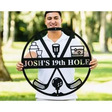 19th Hole Metal Sign, Golf Gifts for Men, Personalized Golf Sign, Golf Mancave Sign, Golfer Gifts, B...