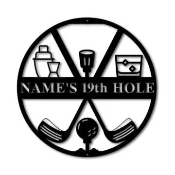 19th Hole Metal Sign, Golf Gifts for Men, Personalized Golf Sign, Golf Mancave Sign, Golfer Gifts, Boyfriend Gift, Husband Gift, Dad Gift (12" Wide)